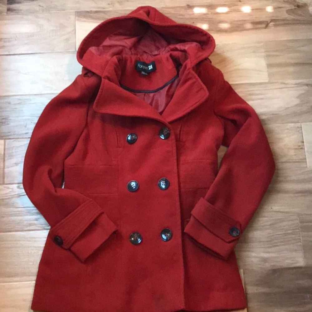Forever 21 Red Pea Coat